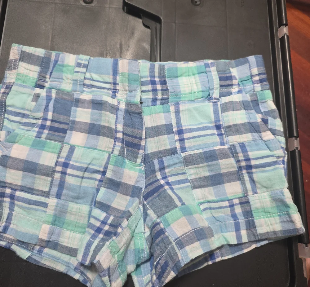 Vineyard Vines Girls Madras  Shorts - Blue White & Mint Size 8
